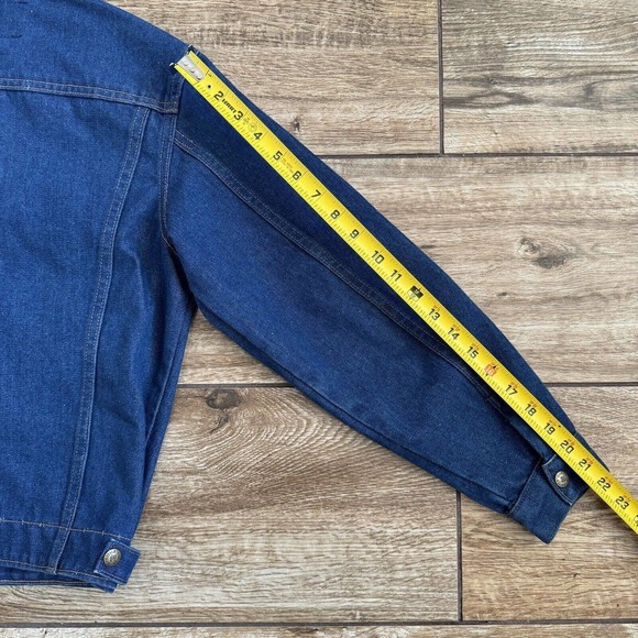 VINTAGE Saddle King Jacket Youth 16 Reg Blue Denim Jean Button Western Cowboy - Picture 7 of 10